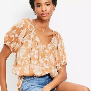 LOFT Petite Floral Side Tie Bubble Top